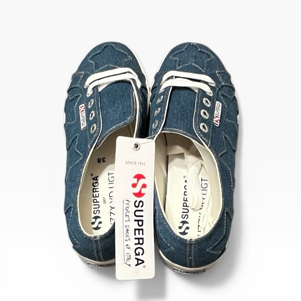 Superga Lizzy VD Ligt Platform Sneakers Womens US 7.5 Denim Patchwork NIB - Picture 6 of 10